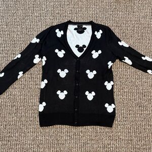 Torrid Mickey Black and White V neck Cardigan Sweater